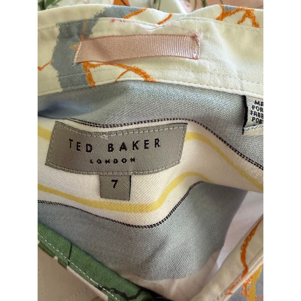 Ted Baker London Men Multicolor Floral Button Front Short Sleeve Shirt Size 7 - Picture 3 of 9